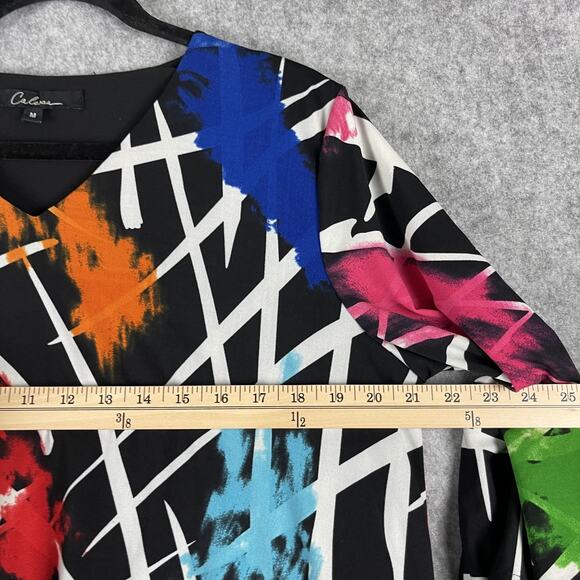 Calessa Tunic Top Womens Medium Abstract Colorful Flutter Sleeve Bold Artsy - Picture 8 of 14